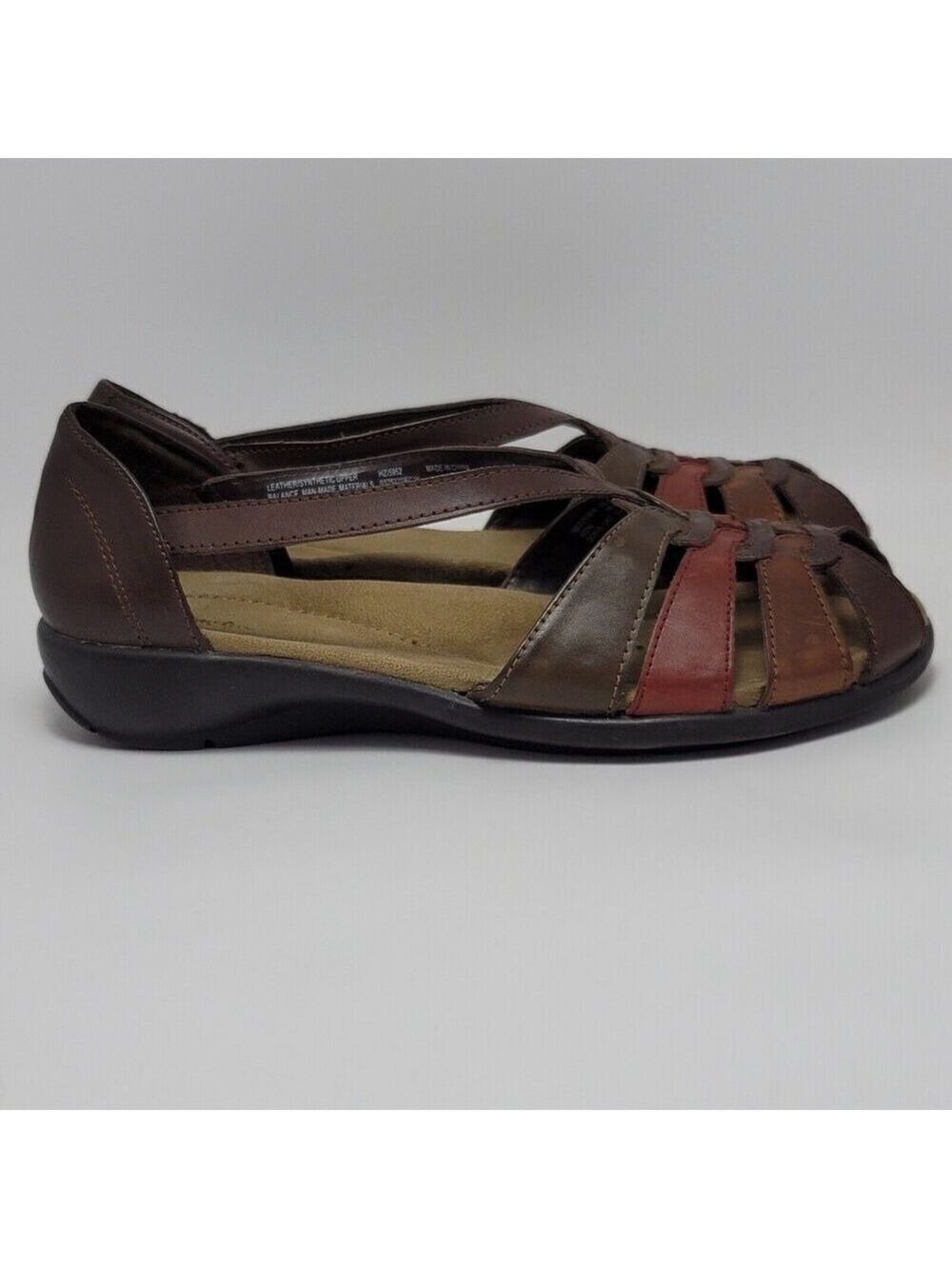 Thom Mcan Doris Women's Leather Multi Color Slip On Low Wedge Sandals Size 8.5W